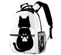 LVTISEE White Cat Paw Black Shadow Backpack Hiking Travel Rucksack School Bag Bookbag for Men Women