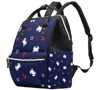 LVTISEE White Crab Red Anchor Navy Diaper Bag Mummy Backpack Nappy Nursing Bag for Baby Care