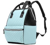 LVTISEE White Polka Dots on Aqua Blue Diaper Bag Mummy Backpack Nappy Nursing Bag for Baby Care
