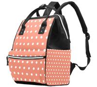LVTISEE White Polka Dots on Coral Red Diaper Bag Mummy Backpack Nappy Nursing Bag for Baby Care
