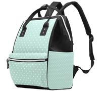 LVTISEE White Polka Dots on Mint Green Diaper Bag Mummy Backpack Nappy Nursing Bag for Baby Care