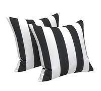 LVTXIII Indoor Outdoor Pillow Covers, All Weather Patio Accent Square Toss Pillow Cushion Case 17” x 17” Pack of 2 for Sofa Couch Patio Furniture Decoration - Black and White Stripe