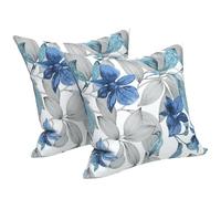 LVTXIII Outdoor Accent Patio Toss Pillow Covers, Tropical Throw Pillow Case Sham, Square Cushion Covers for Indoor Outdoor Use 2 Pack, 17” x17” -Flower-de-luce