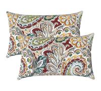 LVTXIII Outdoor/Indoor Lumbar Pillow Covers ONLY, Decorative Patio Lumbar Cushion Covers,Water Repellent Garden Cushion Cases for Home Patio Sofa Use, 12x20 inch, Pack of 2, Paisley Chilli