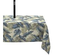 LVTXIII Outdoor/Indoor Oblong Tablecloth, Decorative Table Covers with Umbrella Hole, Patio Picnic Tablecloths with Zipper for Garden Table Use, 60x84 Inch, Lush Palm Blue