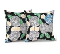 LVTXIII Outdoor Pillow Covers 18x18 Patio Waterproof Throw Pillow Cases Fade Resistant Accent Pillow Covers for Spring Summer Garden Decoration, Set of 2, Peony Garden