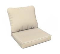 LVTXIII Outdoor Seat and Back Cushion Patio Deep Seat Cushion Set Seasonal Chair Cushion for Wicker Chairs and Garden Furniture Decoration, 22"x22"x4", Strip Beige