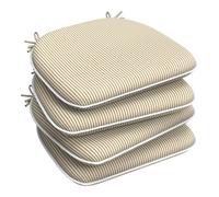 LVTXIII Outdoor Seat Cushions Set of 4 Patio Chair Pads with Ties, All Weather Chair Cushions for Home Office and Patio Garden Furniture Decoration D16”xW17”, Stripe Beige