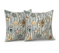 LVTXIII Outdoor Throw Pillows 18x18 Patio Waterproof Square Pillows with Piping Fade Resistant Accent Pillow for Spring Summer Garden Decoration, Set of 2, Crayon Shells