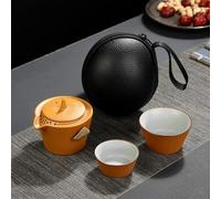 LVUNZJCA chinese tea set,chinese ceramic tea cup, Travel Tea Set Carrying Case Gaiwan Teapot Teacups The Ru Kiln Quick Pass Cup 1 Pot 2Cups Outdoor Ceramic Kung Fu Tea Set Teapot (Color : C)