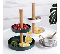 LVUNZJCA Fruit Bowl Beautifully Tray Double-Layer Wrought Iron Household Accessories Storage Plate Afternoon Tea Dessert Cake Display Fruit for Home,Office(White,20X14X16cm)