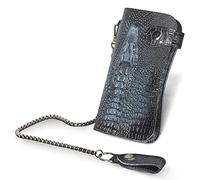 LVUNZJCA Men's Chain Wallet Leather Embossed Checkbook Iron Chain Organizer Long Wallet Wallet Key Belt Chain