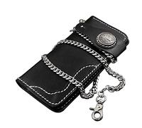 LVUNZJCA Men's Chain Wallet Men Biker Leather Snap Close Wallet Purse with A Necklace Link Chain Key Belt Chain