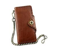 LVUNZJCA Men's Chain Wallet Men's Leather Business Card Holder Wallet with Chain Key Belt Chain