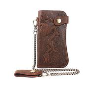 LVUNZJCA Men's Chain Wallet Men's Leather Wallet Horse Leather Long Tiger Pattern Wallet Bag with Chain Key Belt Chain(1)