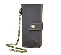 LVUNZJCA Men's Chain Wallet Men's Long Wallet Vintage Large Capacity Hand Chain Key Belt Chain