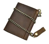 LVUNZJCA Men's Chain Wallet Men's Short Three Fold Men's Wallet Clip Coin Pocket Money Bag Key Belt Chain