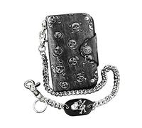 LVUNZJCA Men's Chain Wallet Mens Teens Skulls Leather Wallet with Anti Chief Key Chain Key Belt Chain
