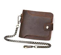 LVUNZJCA Men's Chain Wallet Men's Vintage Leather Wallet Cash Wallet Zipper Key Belt Chain