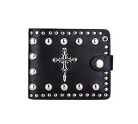 LVUNZJCA Men's Chain Wallet Men's Wallet Fashion Cross Skull Short Horizontal Riveted Ball Wallet Key Belt Chain
