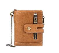 LVUNZJCA Men's Chain Wallet Men's Women's Soft Leather Wallet Mini Wallet Vintage Key Belt Chain(Brown)