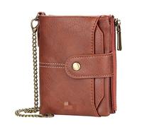 LVUNZJCA Men's Chain Wallet Men's Zero Wallet Short Multi Card Bag Vertical Chain Key Belt Chain(Brown)
