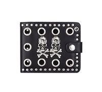 LVUNZJCA Men's Chain Wallet Personality Men's Double Skull Headband Chain Wallet Hollow Wallet Key Belt Chain
