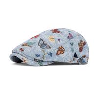 LVUNZJCA Men's Flat Cap Colorful Embroidered Butterfly Beret Hat Beret Hat(Blue)