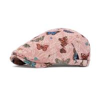 LVUNZJCA Men's Flat Cap Colorful Embroidered Butterfly Beret Hat Beret Hat(Pink)