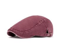 LVUNZJCA Men's Flat Cap Duck Tongue Hat Men's and Women's Light Plate Retro Beret Hat(Red)