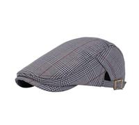 LVUNZJCA Men's Flat Cap New Plaid Thin Beret for Spring and Summer Beret Hat(Grey)