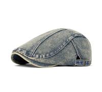 LVUNZJCA Men's Flat Cap Retro Washed Denim Forward Hat Beret Hat Beret Hat(Nostalgic Blue)