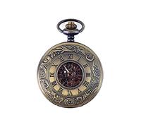 LVUNZJCA Men's Pocket Watch Bronze Flip Retro Classic Mechanical Pocket Watch for Birthday