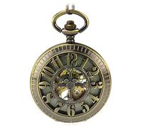 LVUNZJCA Men's Pocket Watch Bronze Hollowed Out Luminous Surface Retro Mechanical Pocket Watch for Birthday(Size:37.5cm)
