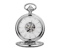 LVUNZJCA Men's Pocket Watch Classic Vintage Bronze Manual Mechanical Pocket Watch for Men and Women Silver for Birthday(Color:Silver)