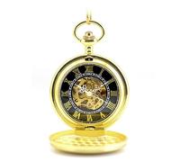 LVUNZJCA Men's Pocket Watch Golden Shield Carved Vintage Mechanical Pocket Watch Skeleton for Birthday