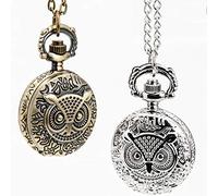 LVUNZJCA Men's Pocket Watch Owl Pattern Vintage Quartz Pocket Watch with Chain Watch Clock Necklace Small Pocket Watch for Birthday