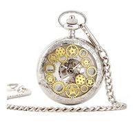 LVUNZJCA Men's Pocket Watch Simple Mens Pocket Watch Classic Mechanical Hand-Wind Vintage Classic Carved Pocket Watch for Birthday(Color:Gold)