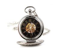 LVUNZJCA Men's Pocket Watch Simple Vintage Classic Retro Flip Magnifier Mechanical Pocket Watch Antique Men's Watch for Birthday