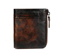 LVUNZJCA Men's Wallet Short Leather Wallet Vintage Men's Money Clip Zipper Coin Purse Card Holder