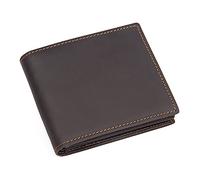 LVUNZJCA Men's Wallet Vintage Wallet Leather Cropped Wallet Men Business Card Holder(Brown-black)