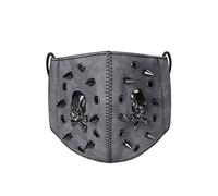 LVUNZJCA Steampunk Mask Punk Rock Ear Hanging PU Skin Skull Head Half Face Mask for Cosplay Party