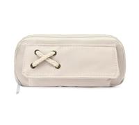 LVUNZJCA Student Pencil Bag Three-Layer Pencil Bag Simple Canvas Stationery Box Pencil Pouch for School Office(White)