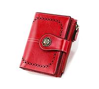 LVUNZJCA Women's Short Wallet Leather Wallet Women's Small Coin Purse Women's Wallet for Ladies Small Clutch(Red)