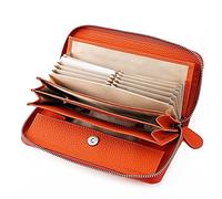 LVUNZJCA Women's Wallet Brush Leather Ladies Wallet Long Organ Card Bag RFID Clutch Ladies Purse