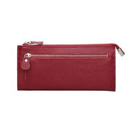 LVUNZJCA Women's Wallet Leather Wallet Women's Long Clip Casual Women's Wallet Slim Wallet Ladies Purse(Red)