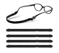 Lvvfit Kids Glasses Strap Adjustable Elastic Eyeglass Band Sports Glasses Strap for Toddler Kids Boys Girls (4pcs Black)