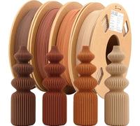 LVVJ3D Wood Filament 1.75mm, 3D Printer Filament Bundle, Wood Filament with 30% Real Wood Fiber, Oak, Walnut, Cherry, Teak, 1.75 PLA Filament 3D Printing Filament, 200g X 4 Pack