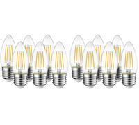 LVWIT 4W LED Filament Bulb E27, 12 Pack, 470Lm, Warm White 2700K C35 LED Candle Light, Equal 40W, Non-Dimmable