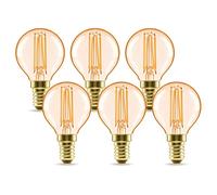 LVWIT 4W Vintage E14 LED Golfball Filament Bulb Screw,E14 Edison Mini Golfball Bulb 35W Equivalent,410LM,2400K Warm White E14 Led GLS Bulbs,220-240V,45 * 77MM,Non-Dimmable (6 pcs)